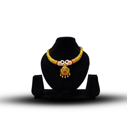 24K Gold-Plated - Mayer Sporsho Special Swan Pearl Pendant Necklace Set with Matching Earrings