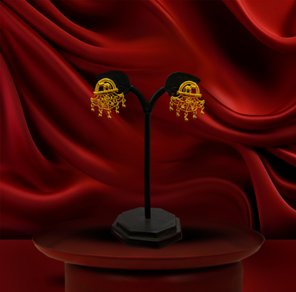 24K Gold-Plated - Maharani Style Elephant Pendant Collection with Earrings