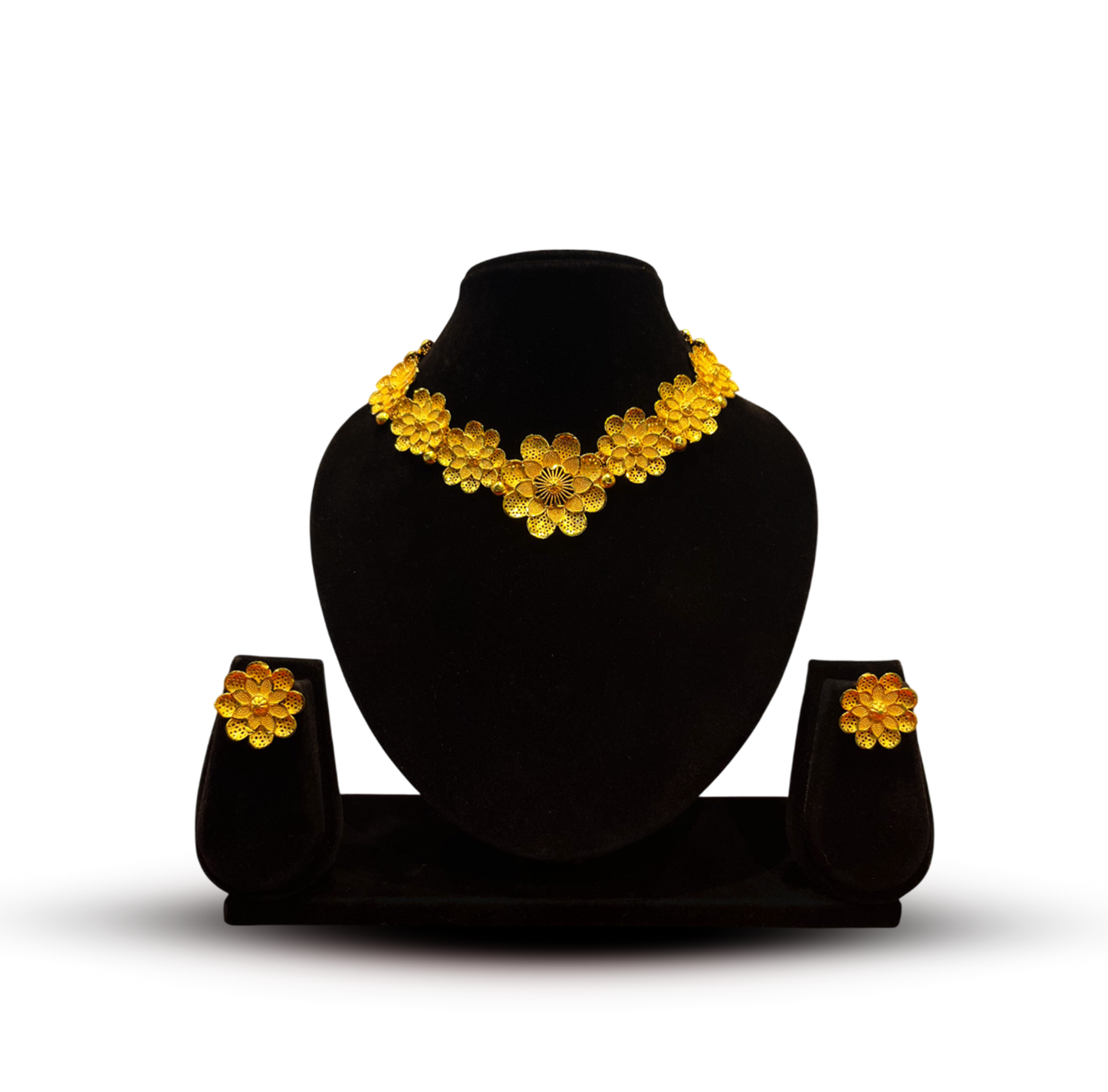 24K Gold-Plated - Maharani Blossom Necklace with Earrings