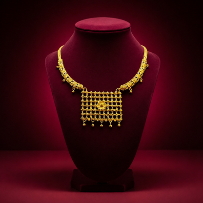 24K Gold-Plated - Floral Necklace Set with Earrings