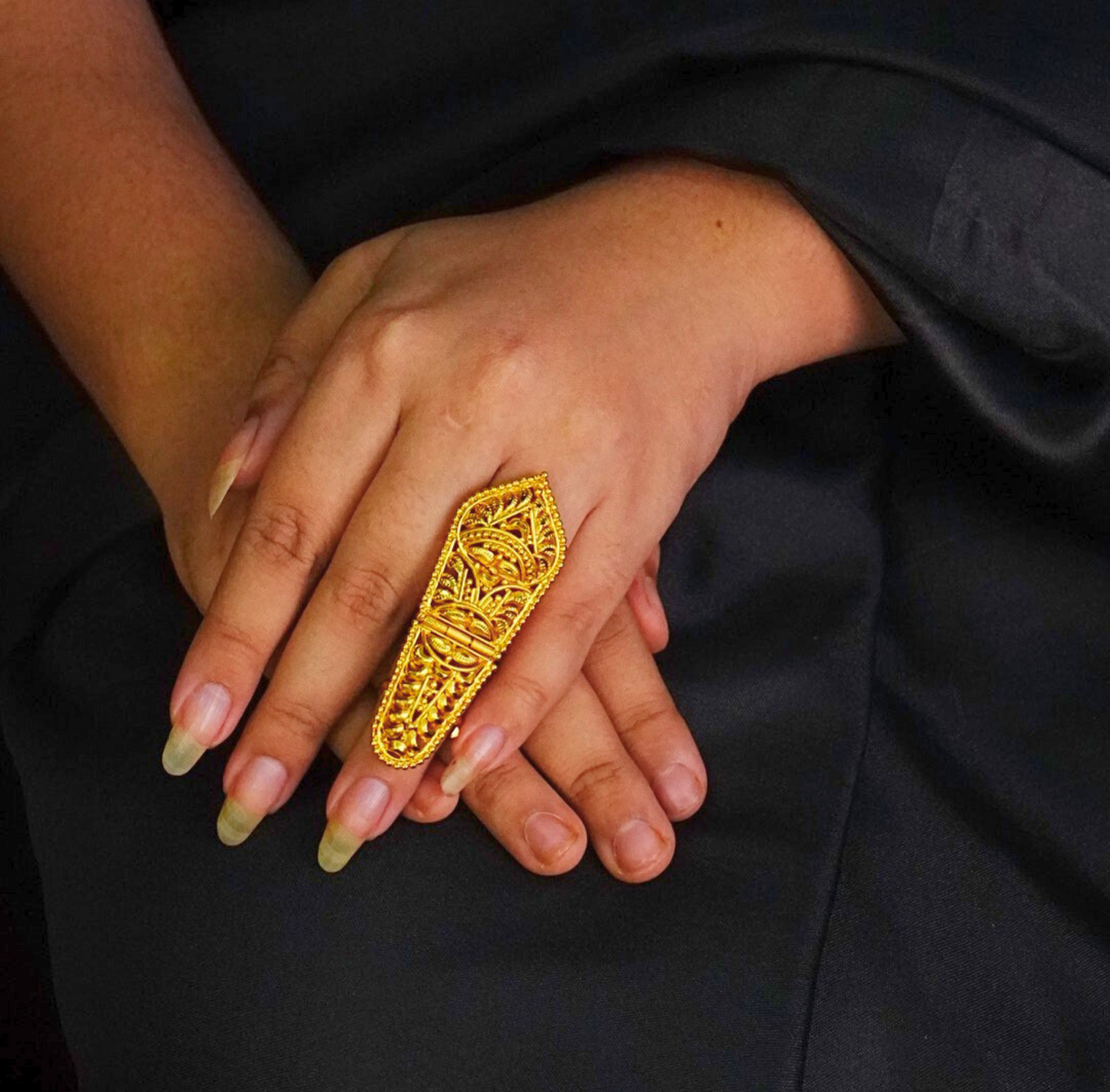 24K Gold-Plated - Traditional Naksha Caterpillar Finger Ring