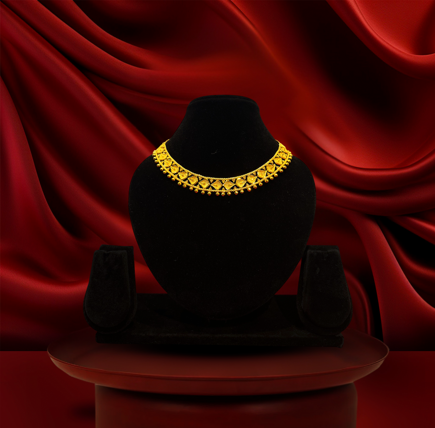 24K Gold-Plated - Intricate Handcrafted Designer Necklace Set with Earrings