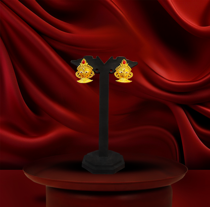 24K Gold-Plated - Maa Durga Shell Necklace Set with Earrings