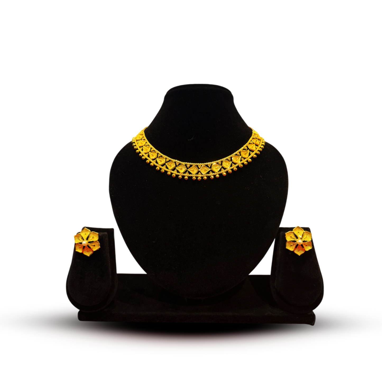 24K Gold-Plated - Intricate Handcrafted Designer Necklace Set with Earrings