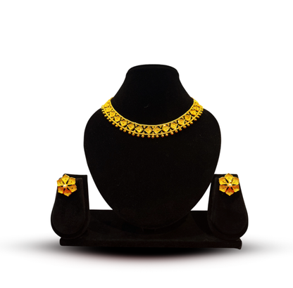 24K Gold-Plated - Intricate Handcrafted Designer Necklace Set with Earrings