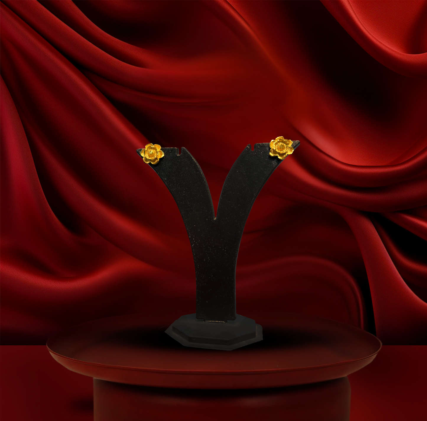 24K Gold-Plated - Floral Bloom Pendant Set with Earrings