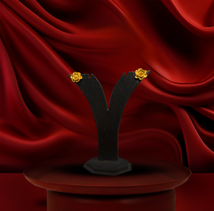 24K Gold-Plated - Floral Bloom Pendant Set with Earrings