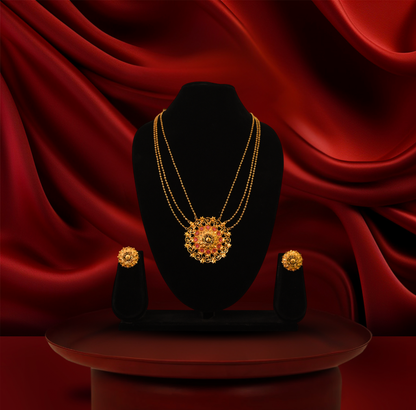 24K Gold-Plated - Classic Traditional Gold Plated Necklace Set With Earrings