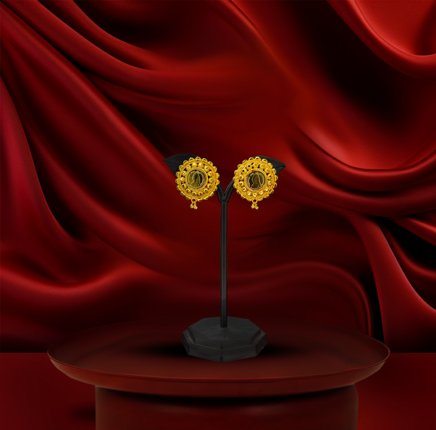 24K Gold-Plated - Coin Pendant Necklace Set with Matching Earrings