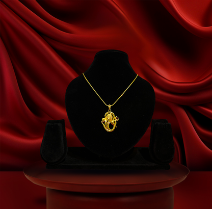 24K Gold-Plated - Ganesha Pendant Set with Earrings for Women