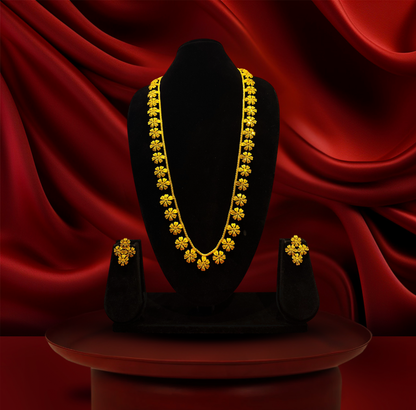 24K Gold-Plated - Royal Sita Haar Set with Earrings – Elegant Bridal Statement Jewellery for Wedding & Festive Wear