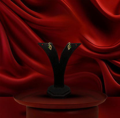 24K Gold-Plated - Premium Green Leaf Gold Chain & Earring Combo