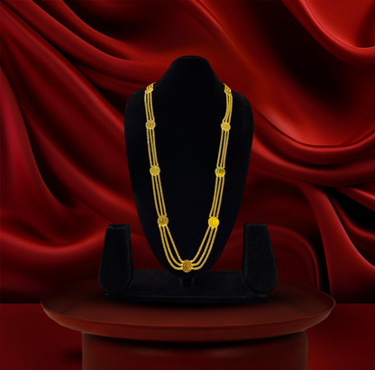 24K Gold-Plated - Elegant Gold Plated Lohori Chain Set with Matching Earrings