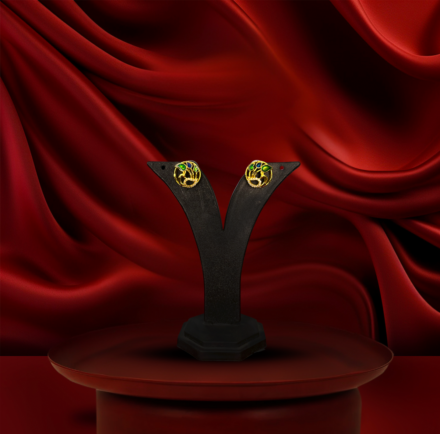 24K Gold-Plated - Royal Peacock Grace Pendant with Earrings Set