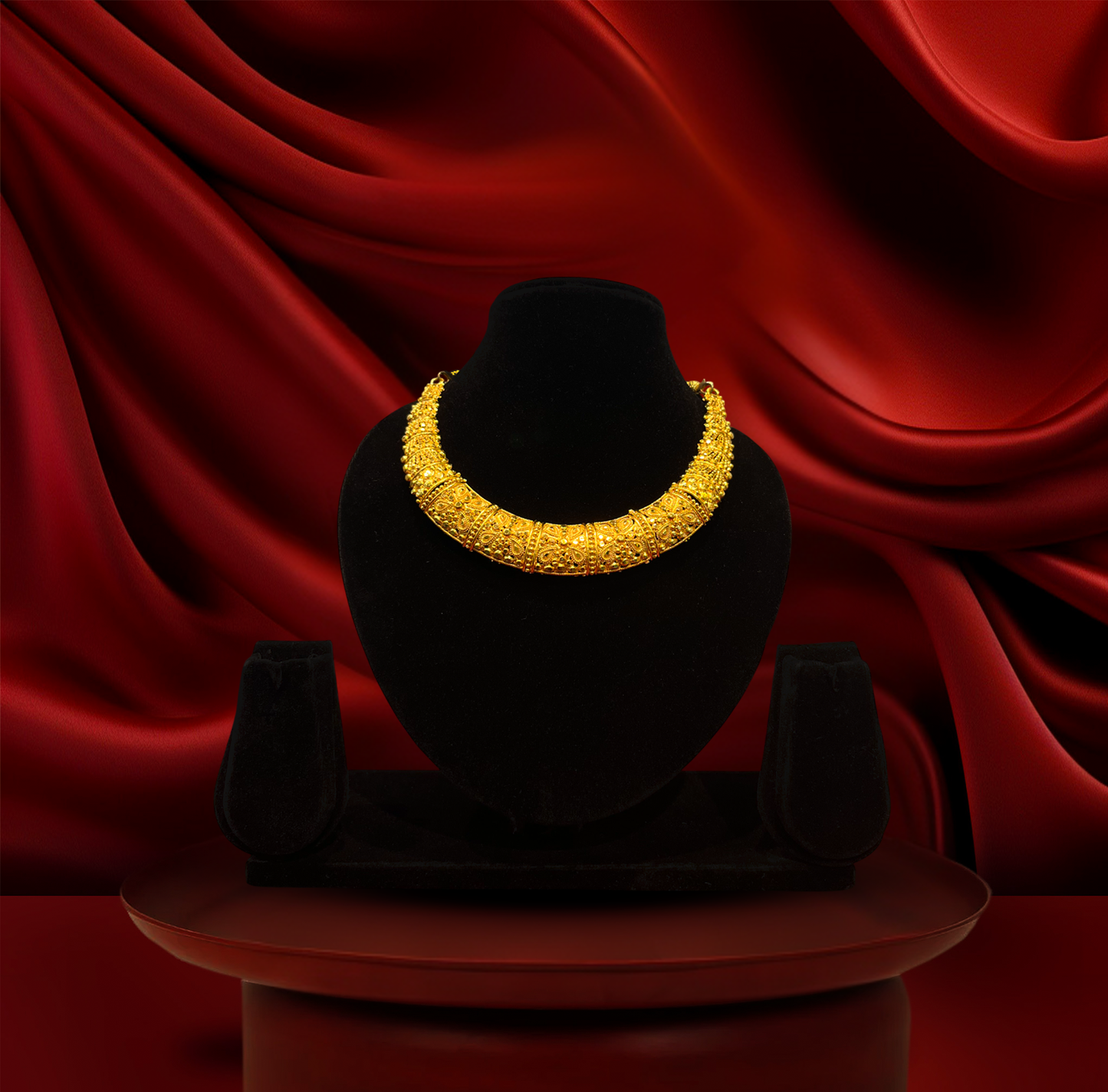 24K Gold-Plated - Handcrafted Bridal Necklace Set with Earrings