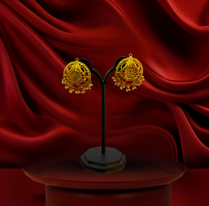 24K Gold-Plated - Medallion Designer Choker Set with Matching Earrings