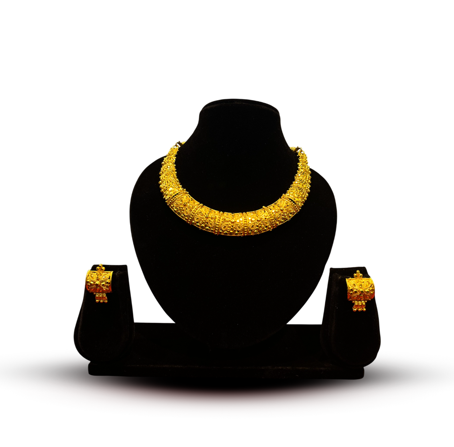 24K Gold-Plated - Handcrafted Bridal Necklace Set with Earrings