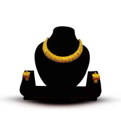 24K Gold-Plated - Handcrafted Bridal Necklace Set with Earrings