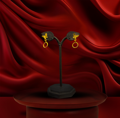 24K Gold-Plated - Party Wear Butterfly Pendant Set with Earrings