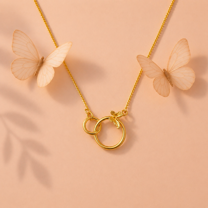24K Gold-Plated - Party Wear Butterfly Pendant Set with Earrings