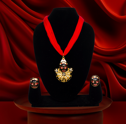 24K Gold-Plated Lord Jagannath Pendant with Earrings