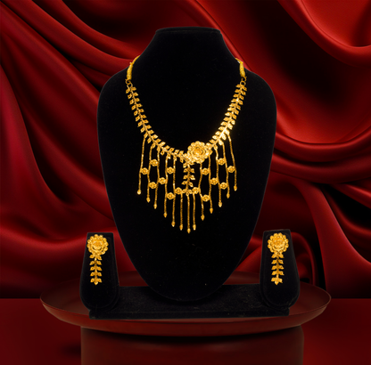 24K Gold-Plated Floral Jhalor Necklace Set