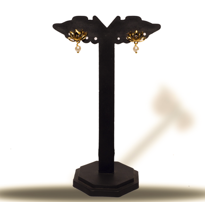 24K Gold-Plated Lotus Bloom Pendant Set with Earrings