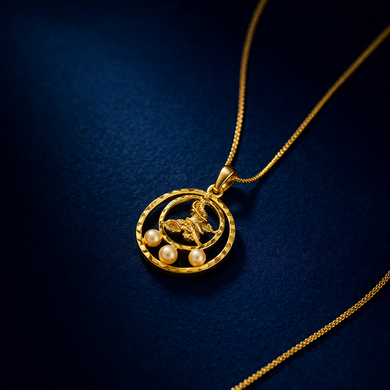 24K Gold-Plated - Premium Butterfly Pearl Pendant Set with Earrings