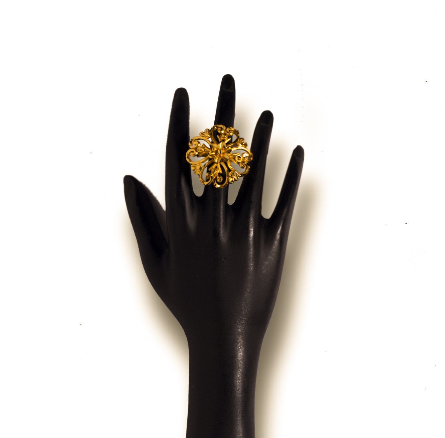 Regal Floral Barrel Pendant Combo Set – 24K Gold-Plated with Earrings & Adjustable FingerRing