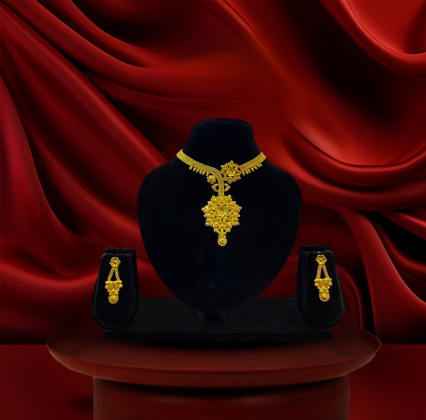 24K Gold-Plated - Heritage Gold Blossom Pendant Necklace Set