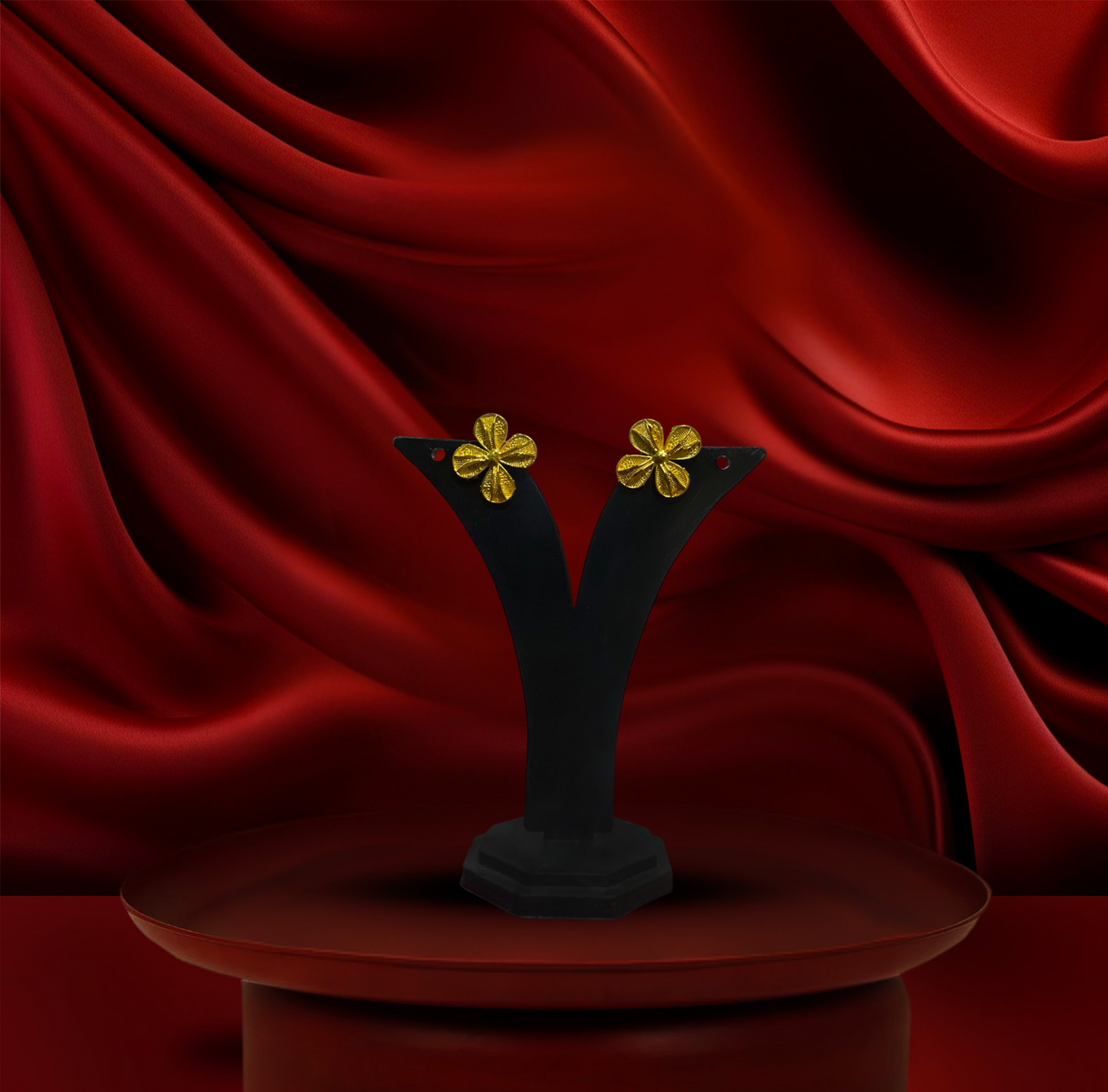 24K Gold-Plated - Classic Petal U-Har Jewellery Set with Earrings