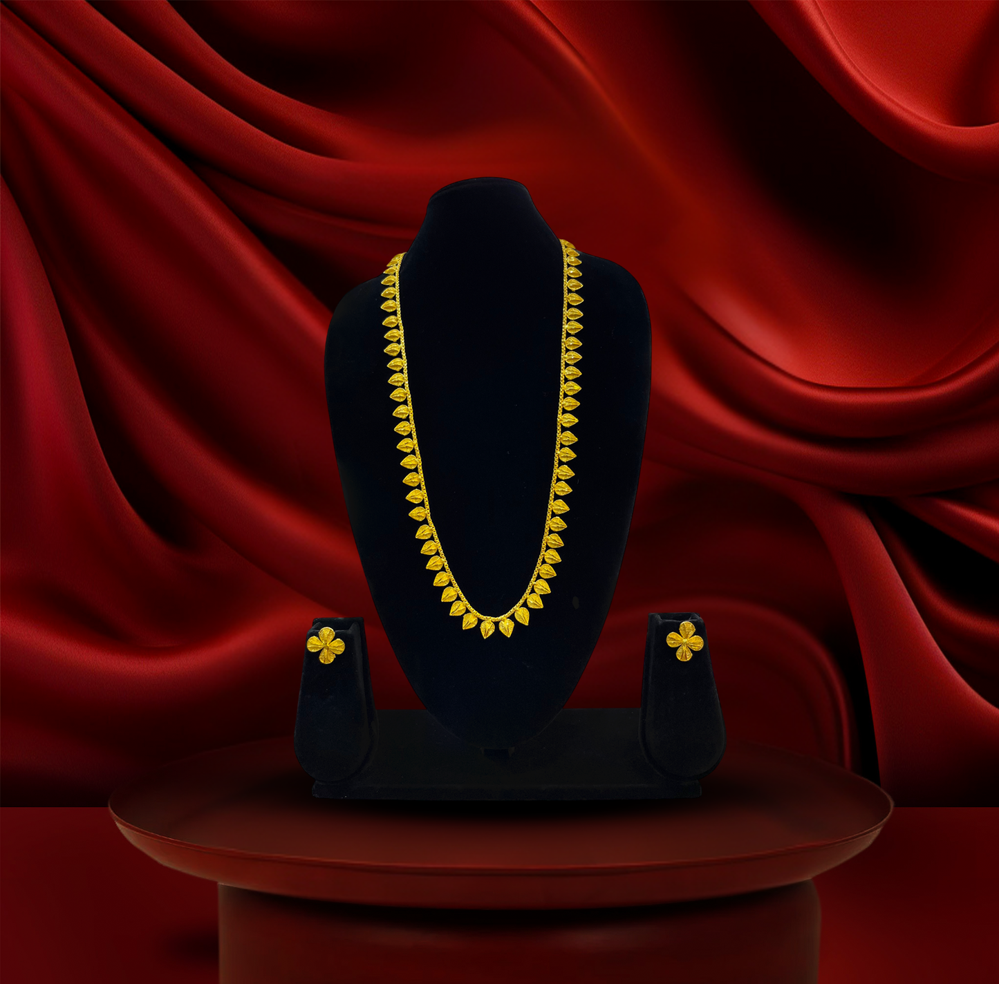 24K Gold-Plated - Classic Petal U-Har Jewellery Set with Earrings