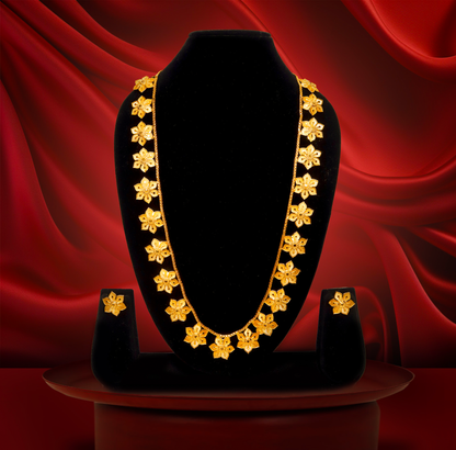 24K Gold-Plated Floral Motif Long Haar Set