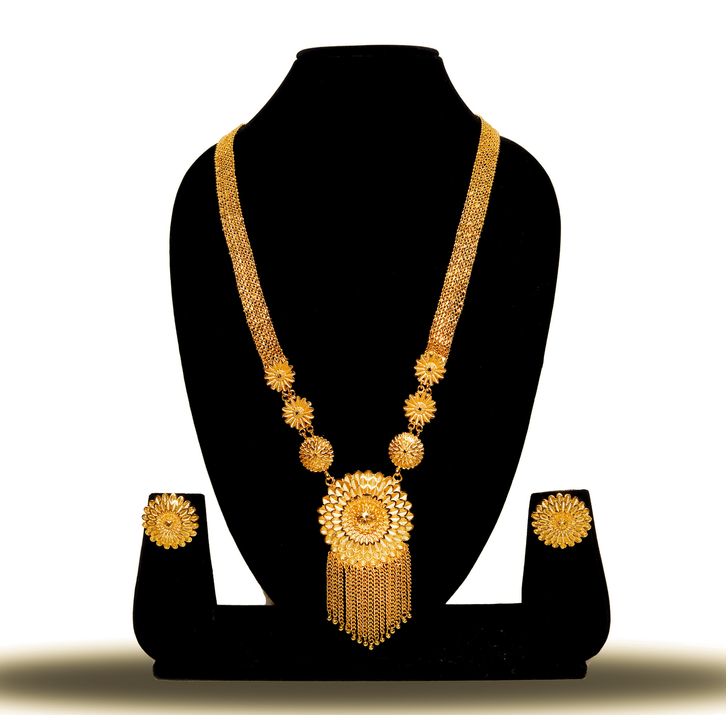 24K Gold-Plated Traditional Bengali Bridal Sunflower long  Set