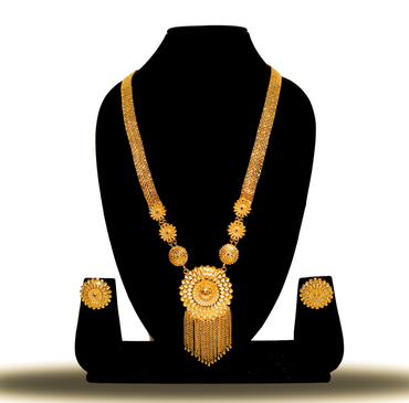 24K Gold-Plated Traditional Bengali Bridal Sunflower long  Set