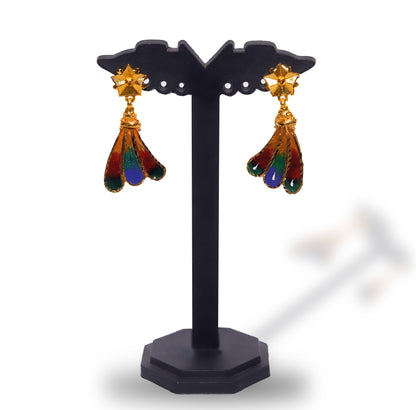 24K Gold-Plated Meenakari Peacock Necklace Set with Earrings