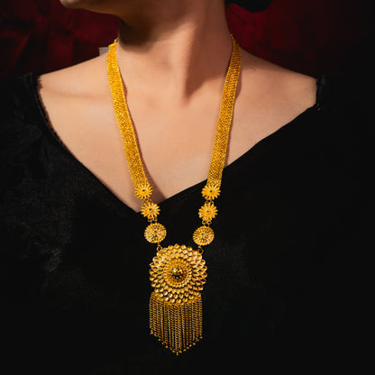 24K Gold-Plated Traditional Bengali Bridal Sunflower long  Set