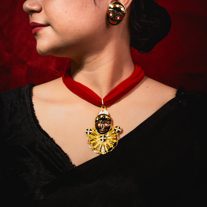 24K Gold-Plated Lord Jagannath Pendant with Earrings