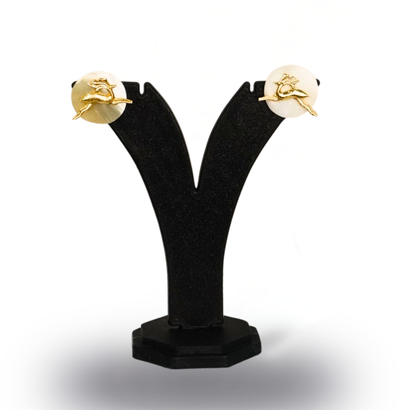 Golden Bird Motif original Shell Necklace Set – 24K Gold-Plated with Mother-of-Pearl Detailing
