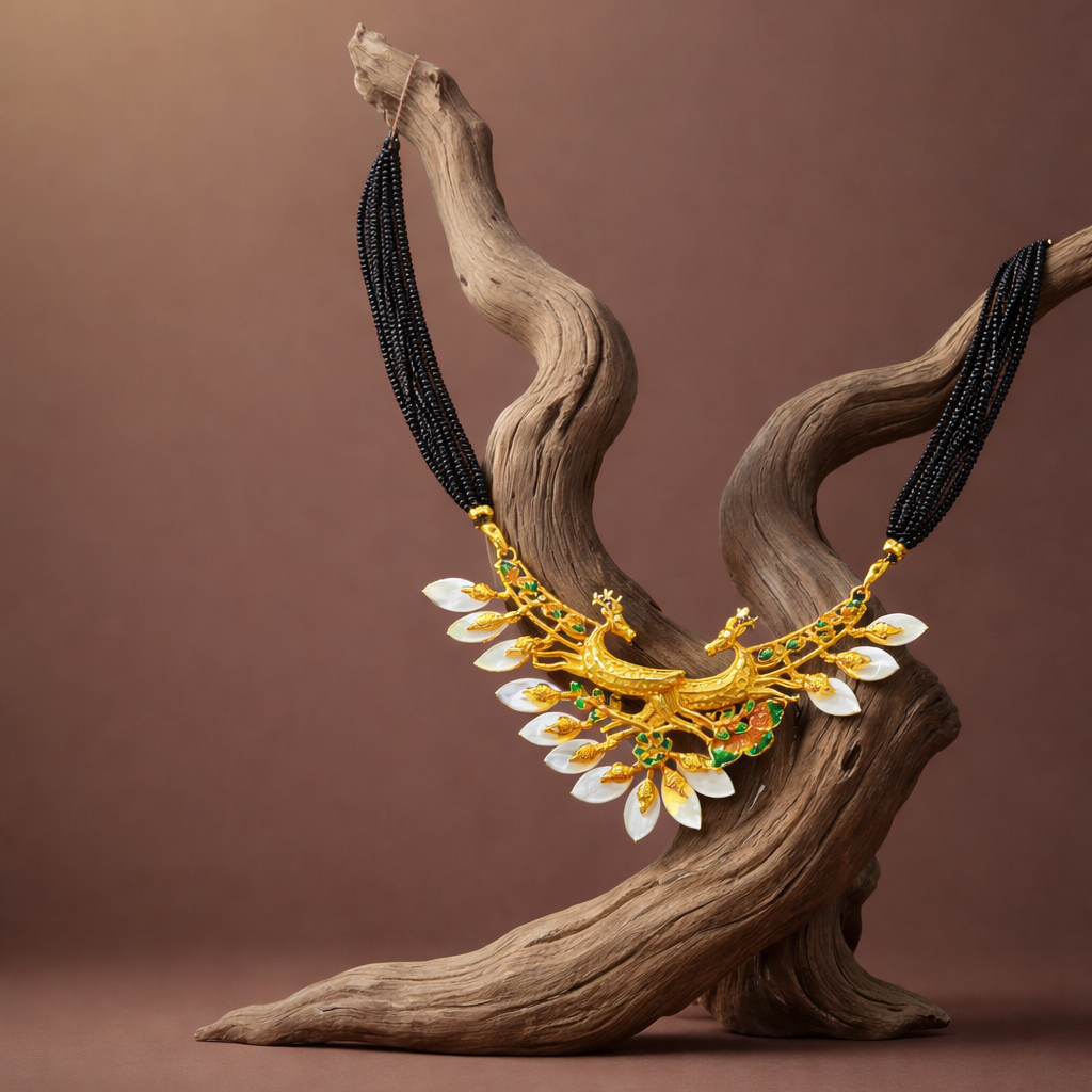 24K Gold-Plated - Peacock Shell Necklace Set with Earrings