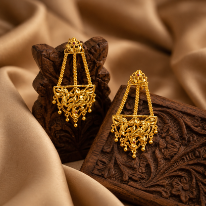 24K Gold-Plated - Mayer Sporsho Special Belt Haar Necklace Set with Matching Earrings