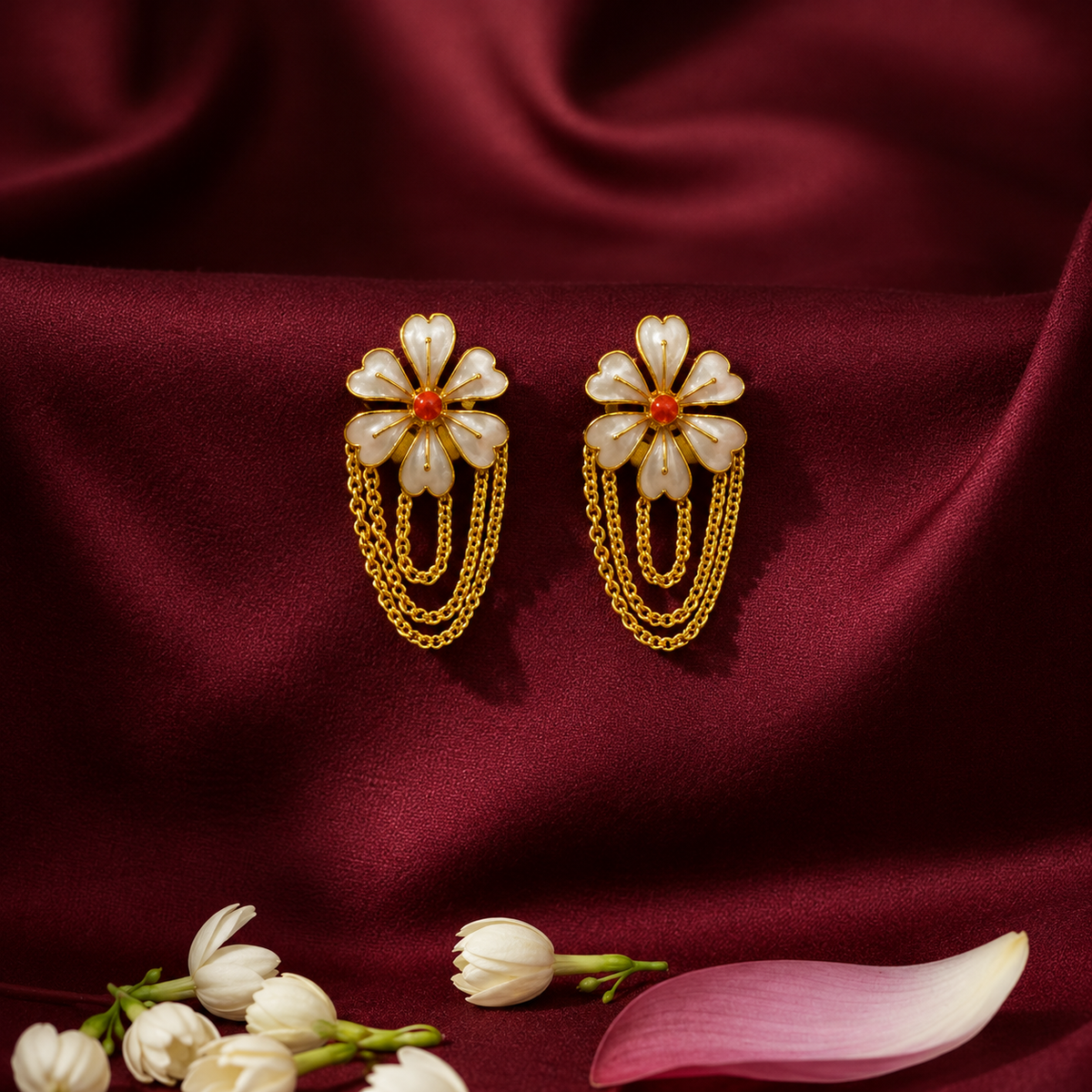 24K Gold-Plated - Mohaloya Special Lahori Long Siuli Necklace Set with Matching Earrings