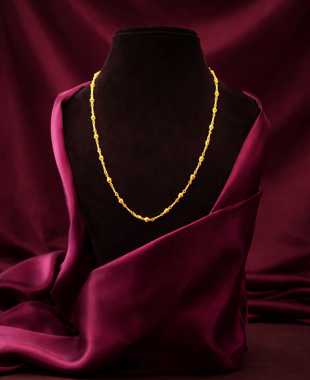 24K Gold-Plated - Designer Beaded Long Chain for Women – Textured Matar Mala