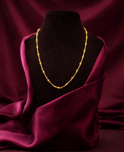 24K Gold-Plated - Designer Beaded Long Chain for Women – Textured Matar Mala